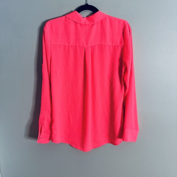Express Size Medium Pink Portofino Chiffon Button Shirt - Picture 5 of 6